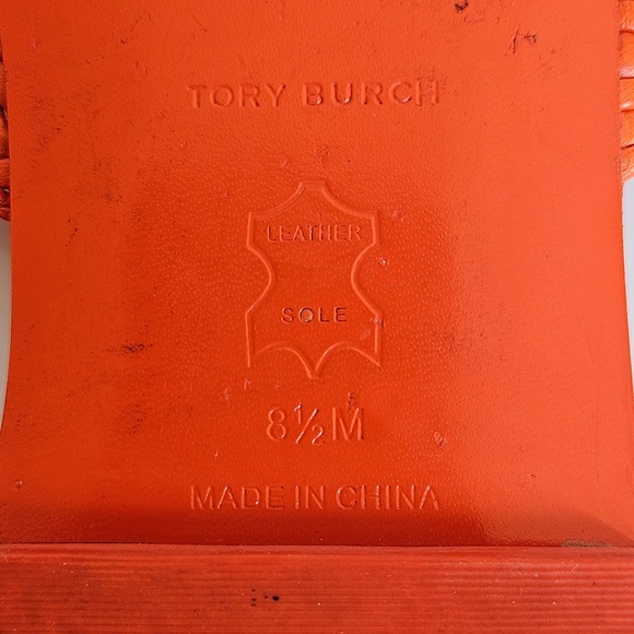 TORY BURCH Woven Flat Slide - Desert Flower Orange $298 Sz US 8.5 Preppy Summer - Picture 10 of 11